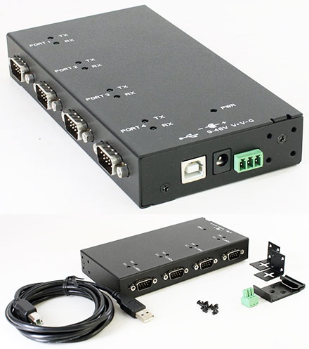 CTF4XRS232USB (Automotive/Industrie 4-port RS232 USB Adapter, FT4232HL, 9-48VDC)